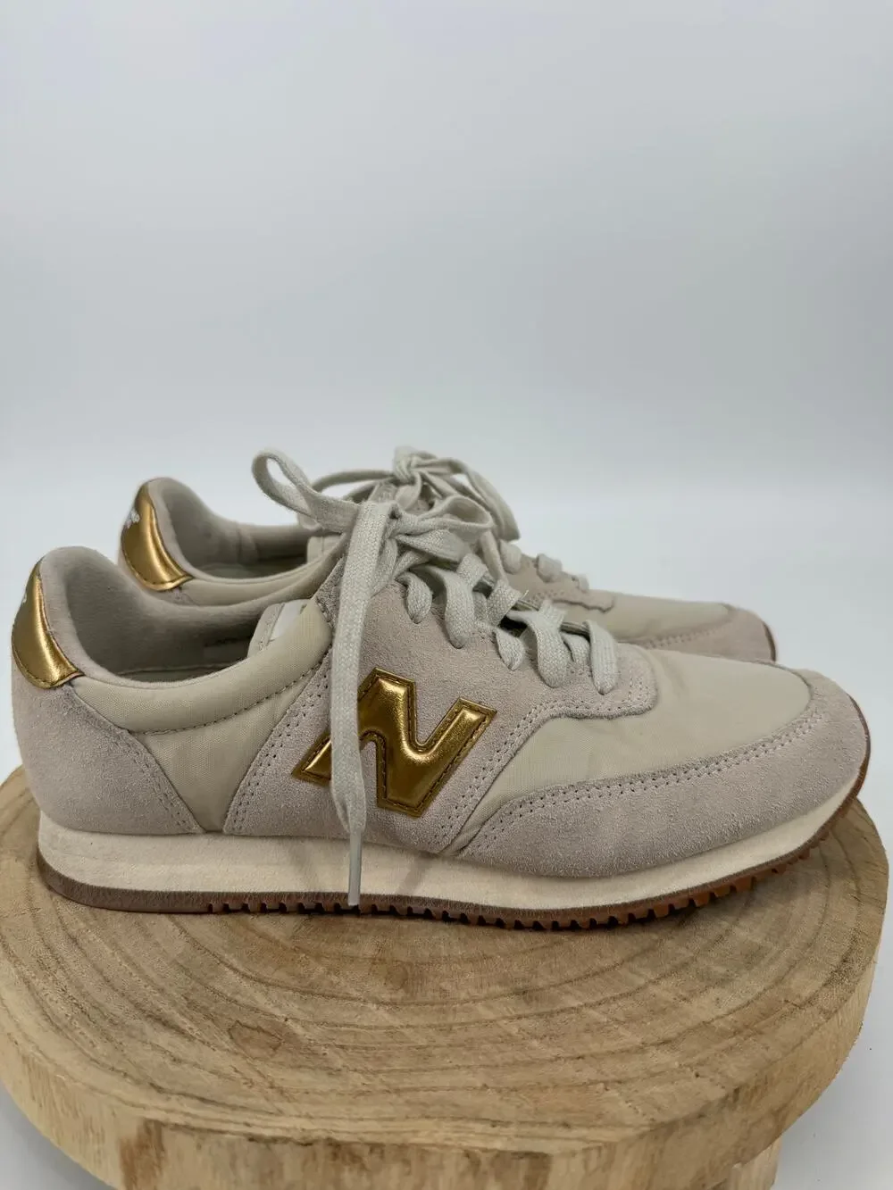 New Balance X J.Crew Comp 100 sneakers metallic gold beige salt WLC100JF SZ 8